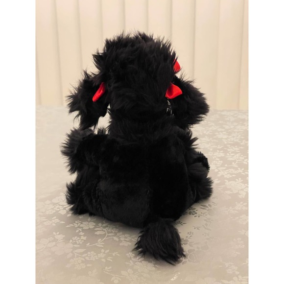 Dan Dee Collectors Choice Plush Black Poodle Puppy Dog Stuffed Animal Red Bows - Picture 4 of 9